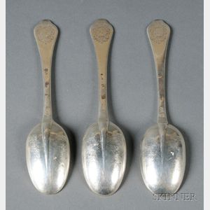 Three Queen Anne Silver Dog-nose Spoons