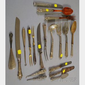 Nineteen Pieces of Sterling Silver Handled Flatware and Personal Items