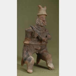 Pre-Columbian Painted Pottery Warrior Figure