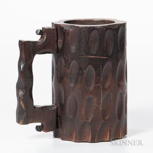 Carved Mug Reportedly Made from the Mast Step of the America