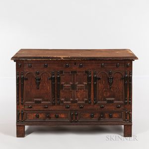 Oak and Pine Joined Chest over Drawer