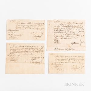 Four Connecticut Militia Company Reimbursement Documents for Service on the Boston/Lexington Alarm, April 19, 1775