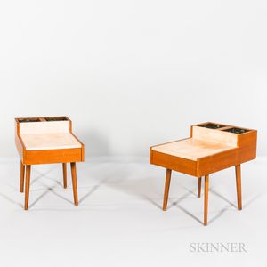Pair of George Nelson (1908-1986) For Herman Miller Leather-topped Step End Tables