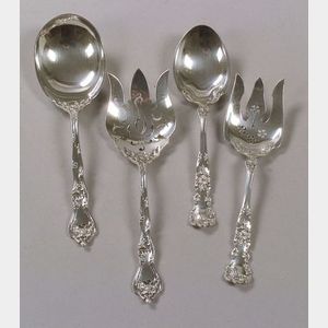 Two Sterling Silver Salad Spoon and Fork Sets