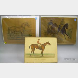 Three Unframed Currier & Ives Hand-colored Lithograph Horse Racing Prints