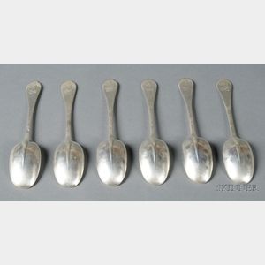 Set of Six Queen Anne Silver Dognose Tablespoons