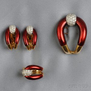 18kt Gold, Enamel, and Diamond Suite, Vourakis Jewelers
