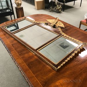 Federal-style Carved and Parcel-gilt Mahogany Tripartite Overmantel Mirror