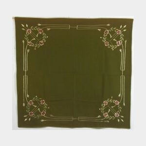 Embroidered Arts & Crafts Wool Felt Tablecloth