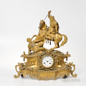 Gilt-brass French Figural Mantel Clock