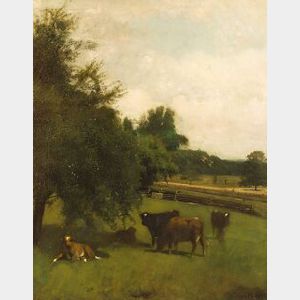 James MacDougal Hart (American, 1828-1901) Cows at Pasture