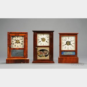 Three Connecticut 30-Hour Mahogany Cottage Clocks by Various Makers