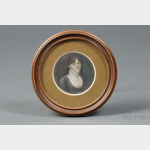 Probably Continental School, 19th Century Portrait Miniature of a Young Woman.