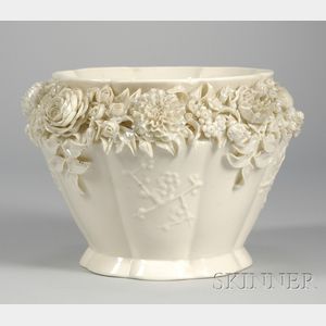 Belleek Floral Encrusted Porcelain Jardiniere