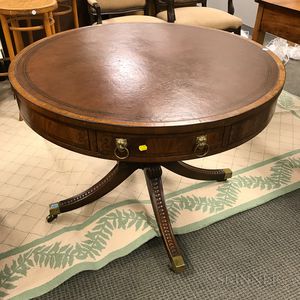 Regency-style Carved Mahogany Drum Table