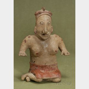 Pre-Columbian Painted Pottery Female Figure
