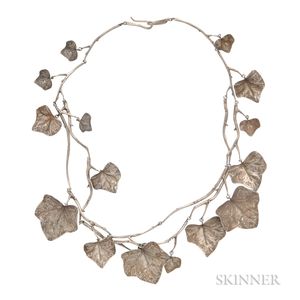 Sterling Silver Ivy Leaf Necklace, Gabriella Kiss, Retailed by Quadrum