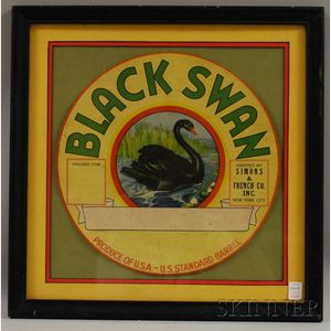 Framed "Black Swan" Produce Barrel Paper Label
