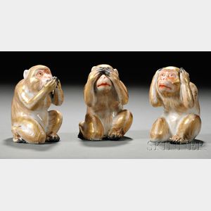 Three Porcelain Monkeys