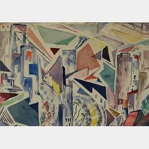 Leighton R. Cram (American, 1895-1981) Abstracted City Landscape.