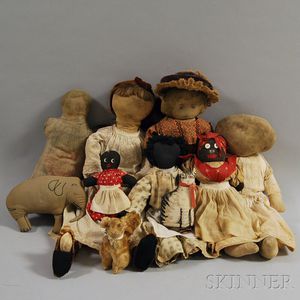 Group of Cloth Dolls and Stuffed Animals