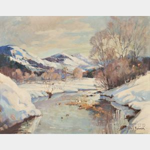 James King Bonnar (American, 1883-1961) Stream in Winter Landscape