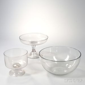 Blown Glass Footed Bowl, Compote, and Punch Bowl