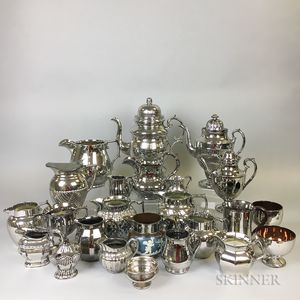 Twenty-four Silver Lustre Ceramic Tableware Items. 