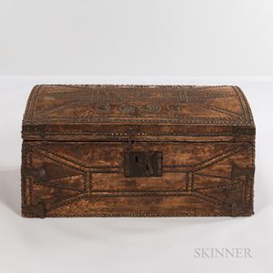 Early Leather-covered Dome-top Trunk