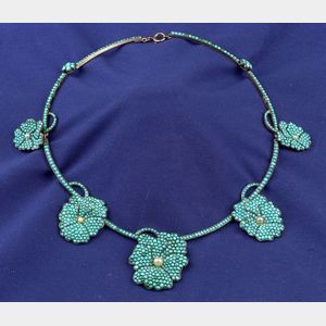Antique Silver Gilt Turquoise Necklace