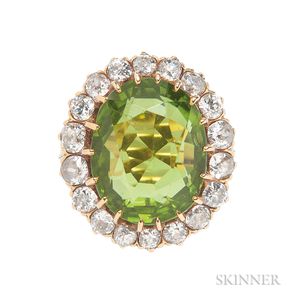 Antique Gold, Peridot, and Diamond Ring