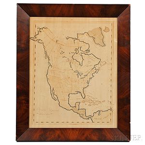 Watercolor and Pen Schoolgirl Map of North America