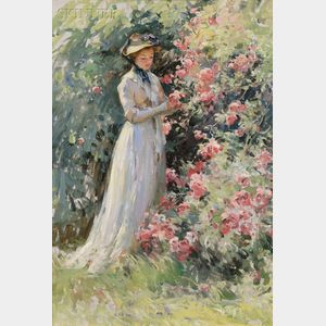 School of Mabel May Woodward (American, 1877-1945) Woman in White in a Garden