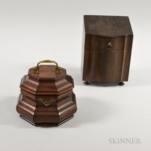 Colonial Williamsburg George III-style Mahogany Octagonal Tea Caddy and a Letter Box