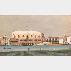 Celestino Turletti (Italian, 1845-1904) View of the Doge's Palace, Venice