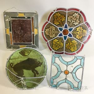 Four Small Stained Glass Panels