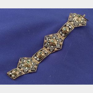 Antique 18kt Gold, Diamond and Gem-set Bracelet, France