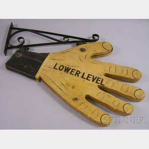 Painted Double-sided Wooden Hands-shaped "Lower Level" Sign