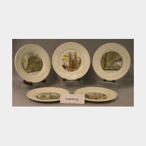 Set of Eleven Wedgwood Queens Ware Old London Views Dinner Plates and a Set of Nine Wedgwood Queens Ware Piranesi Dinner Plates.