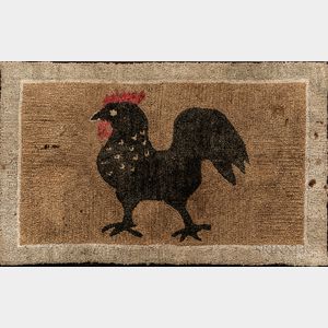 Hooked Rug with Rooster