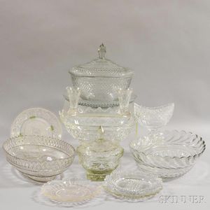 Twelve Pieces of Colorless Cut Glass Tableware