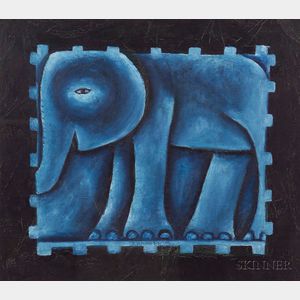 Richard Kimathi (African, 20th Century) Blue Elephant