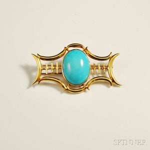 14kt Gold and Turquoise Brooch