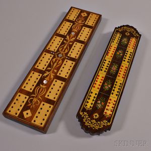 Two Wooden Victorian Cribbage Boards