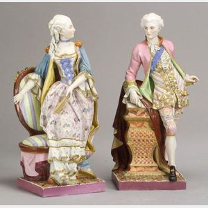 Pair of Enameled Bisque Figures
