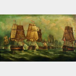 Richard B. Spencer (British, 19th Century) Naval Battle in the Channel