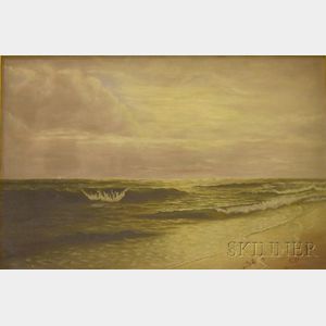 Framed 19th Century American School Oil on Canvas Beach View