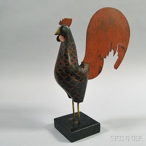 Carved and Painted Rooster Figure