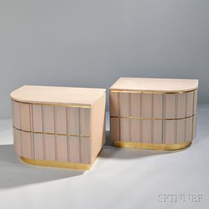 Pair of Contemporary Marble-top Nightstands