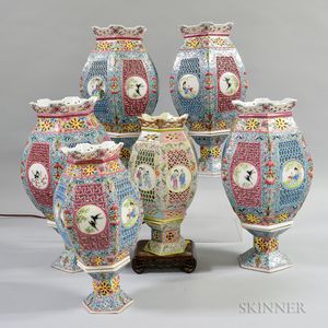 Six Chinese Ceramic Lanterns